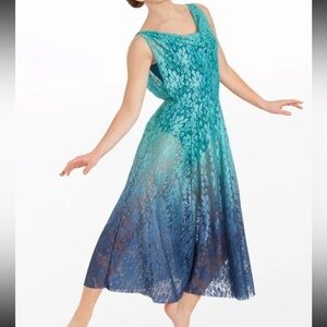 Weissman Dance Costume Ombre Lace Cowl Neck
Dress Leotard Size Adult Large NEW